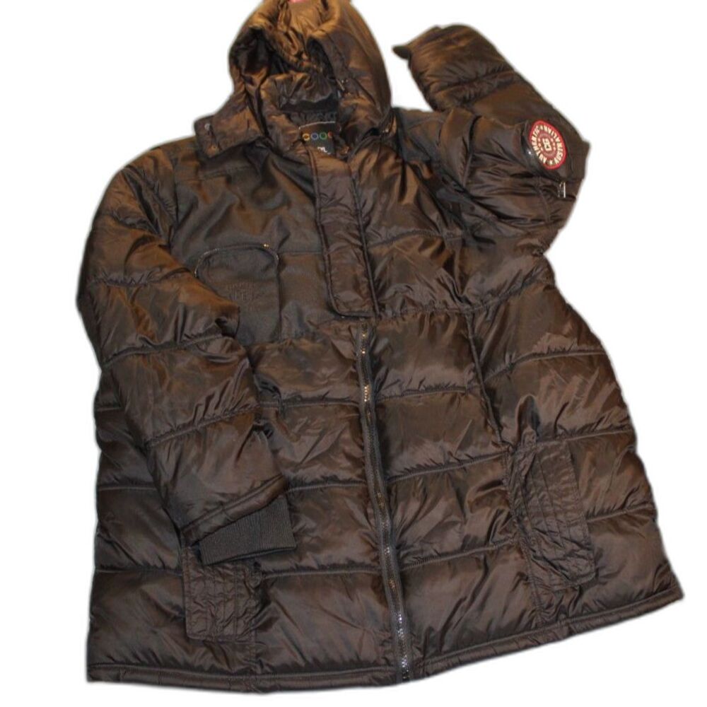 COOGI Men’s Y2K 5XL Black Puffer Jacket – Hooded Quilted Winter Coat